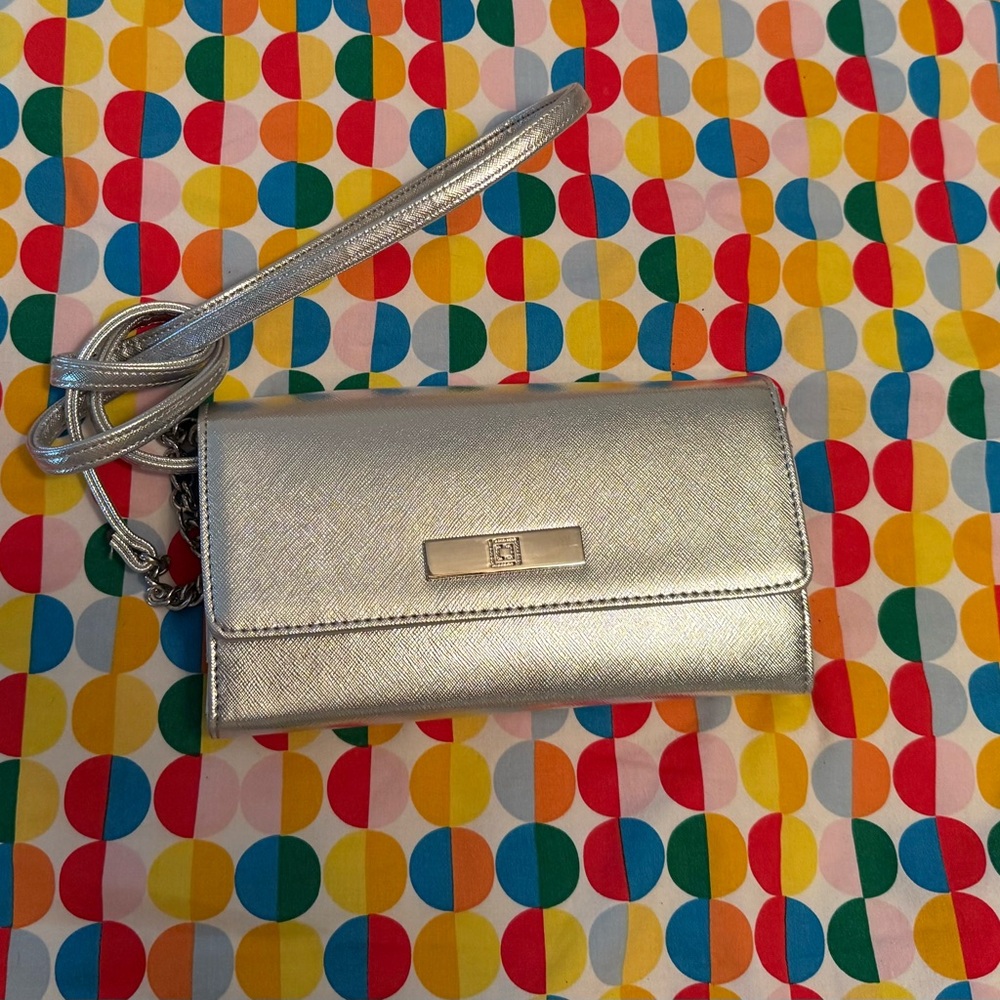 Liz Claiborne silver phone charging Crossbody purse